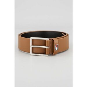 Curea de piele cu placuta logo - Maro cognac imagine