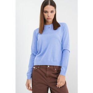 Pulover din bumbac organic cu decolteu la baza gatului - Albastru lavanda imagine