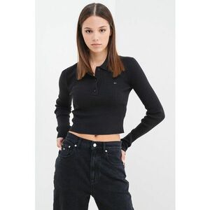 Pulover crop din amestec de bumbac organic - Negru imagine