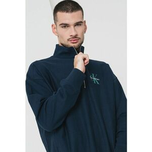 Bluza de trening cu imprimeu logo si fermoar scurt - Albastru ultramarin/Verde feriga imagine