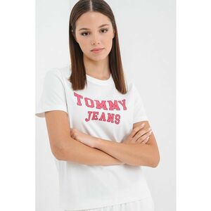 Tricou din bumbac cu imprimeu logo - Alb/Roz imagine