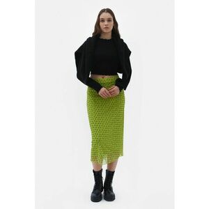 Fusta midi cu strat exterior din plasa - Rosu/Verde masliniu imagine