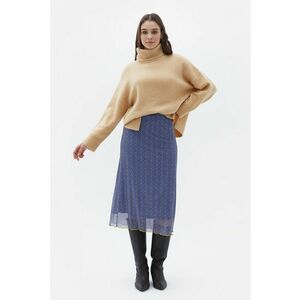 Fusta midi cu strat exterior din plasa - Albastru royal/Sofran imagine