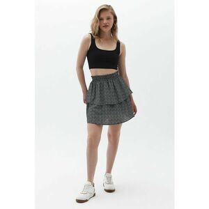 Fusta mini cu model si croiala stratificata - Alb/Negru imagine