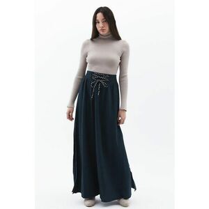 Fusta lunga din amestec de bumbac - Bleumarin imagine
