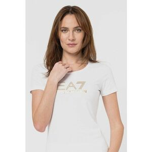 Tricou slim-fit din amestec de modal si bumbac - Alb/Auriu imagine