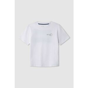Tricou cu decolteu la baza gatului si imprimeu pe spate - Alb/Negru/Maro taupe imagine