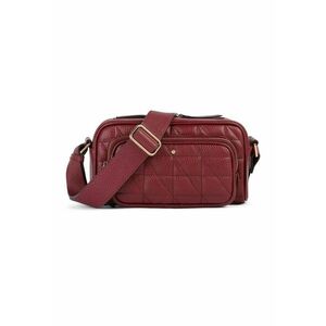 Geanta crossbody matlasata din piele - Visiniu imagine