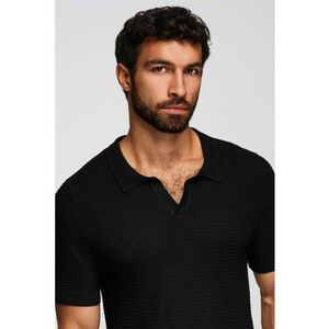 Tricou polo texturat - Negru imagine
