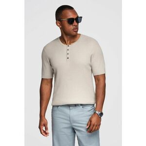 Tricou slim fit cu striatii si decolteu henley imagine