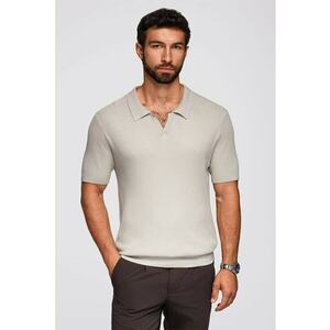 Tricou polo striat - Gri deschis imagine