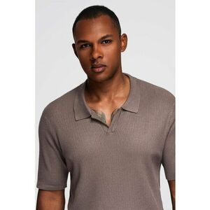 Tricou polo striat - Maro taupe imagine