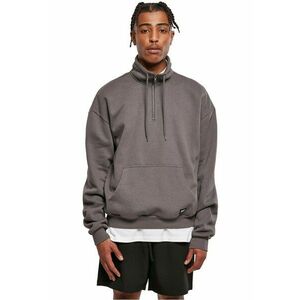 Bluza de trening din bumbac organic cu fermoar si buzunar kangaroo - Gri inchis imagine