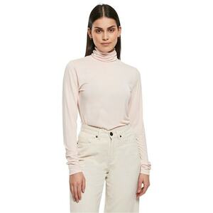 Bluza din amestec de modal cu guler inalt - Roz pal imagine
