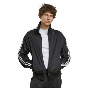 Bluza de trening cu fermoar cu benzi contrastante pe maneci - Negru imagine