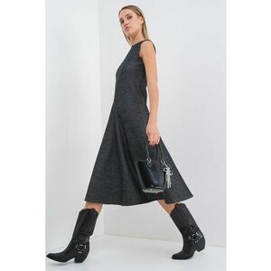 Rochie midi fara maneci -cu croiala in A Saphir - Negru melange imagine