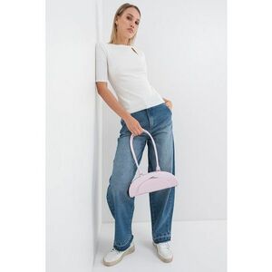 Tricou slim fit cu maneci medii si decupaj Decoro - Alb fildes imagine