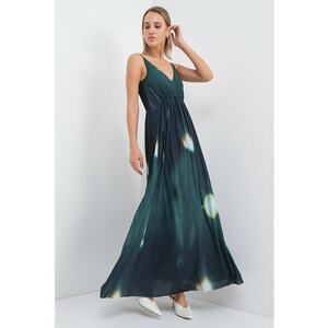 Rochie maxi evazata - Verde padure imagine