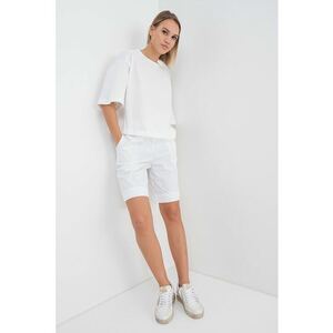 Tricou de bumbac cu maneci cazute - Alb imagine