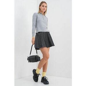 Pulover din amestec de casmir cu guler ascutit - Gri melange imagine