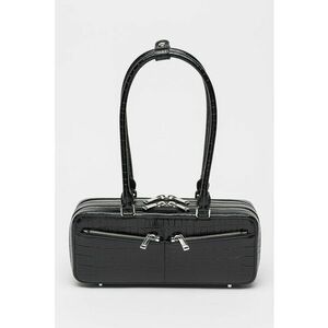 Geanta de piele cu bareta de umar si aspect de piele crocodil imagine