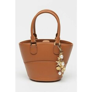Geanta bucket din piele cu talisman - Maro scortisoara - 17 x 24 x 12 cm imagine