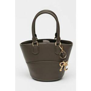 Geanta bucket din piele cu talisman - Maro inchis - 17 x 24 x 12 cm imagine