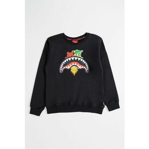 Bluza de trening cu decolteu la baza gatului si imprimeu - Negru imagine