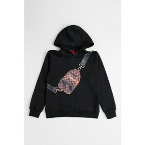 Hanorac de bumbac cu imprimeu - Negru imagine