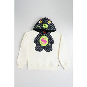 Hanorac de bumbac cu imprimeu contrastant - Negru/Crem imagine