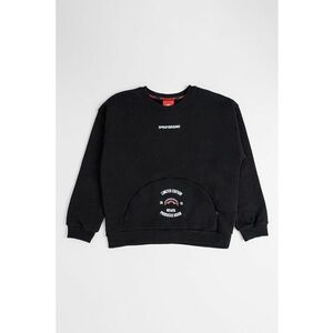 Bluza de trening din bumbac cu decolteu la baza gatului - Negru imagine