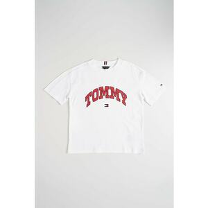 Tricou cu imprimeu logo curbat - Rosu/Alb imagine