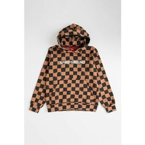 Hanorac in carouri cu buzunar kangaroo - Negru/Maro imagine