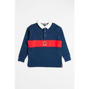 Bluza polo cu model in dungi - Alb/Bleumarin imagine