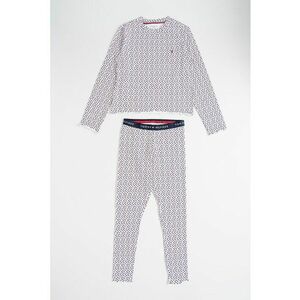 Pijama lunga din amestec de bumbac - Alb/Bleumarin imagine