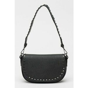 Geanta crossbody cu clapa si bareta cu logo - Negru imagine
