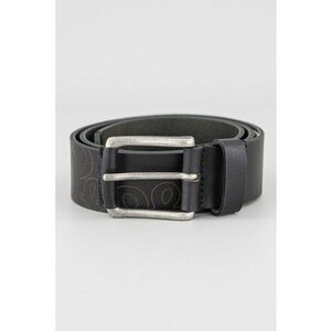 Curea de piele cu logo brodat - Negru imagine