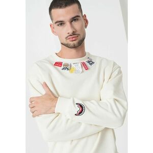 Bluza de trening din bumbac - decorat cu etichete - Alb fildes imagine