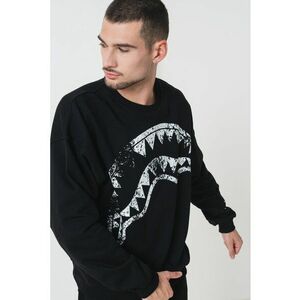 Bluza de trening cu decolteu la baza gatului si imprimeu grafic - Negru imagine