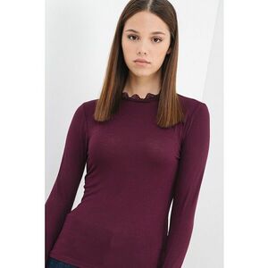 Bluza slim fit cu garnituri de dantela - Violet tyrian imagine