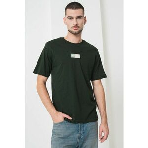 Tricou din bumbac cu decolteu la baza gatului si logo - Verde englez imagine