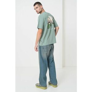 Tricou lejer din bumbac organic cu imprimeu grafic - Verde pal imagine