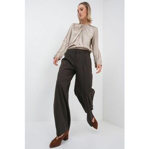 Pantaloni eleganti cu dungi discrete - Maro inchis imagine