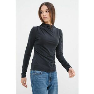 Bluza din amestec de modal cu guler drapat - Negru stins imagine