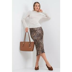 Bluza din amestec de modal cu guler drapat - Bej deschis imagine