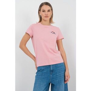 Tricou de bumbac organic cu detaliu brodat Francis - Roz pastel imagine