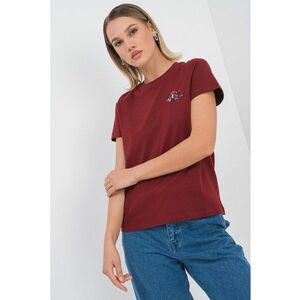 Tricou de bumbac organic cu detaliu brodat Francis - Rosu inchis imagine
