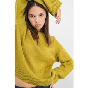 Pulover lejer cu decolteu la baza gatului - Verde masliniu imagine
