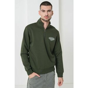 Bluza de trening cu fenta cu fermoar - Alb murdar/Verde feriga imagine