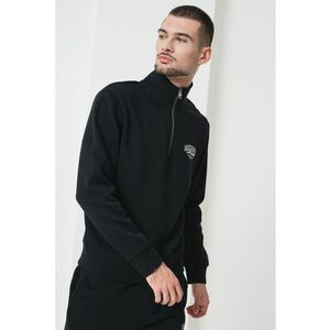 Bluza de trening cu fenta cu fermoar - Negru/Alb optic imagine